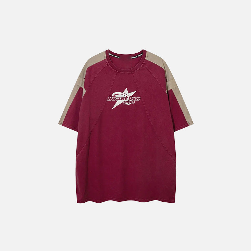 Y2K Retro Patchwork Sports T-shirt