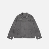 Oversized Solid Zip-up Denim Jacket