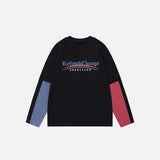 Oversized Patchwork Langarm-T-Shirt
