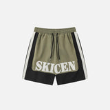 Contrast Color Drawstring Sports Shorts