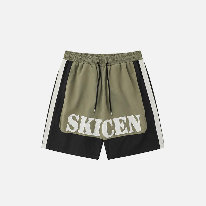Contrast Color Drawstring Sports Shorts
