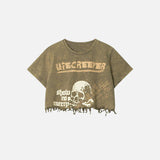 Skull Loose Damen-Crop-Top
