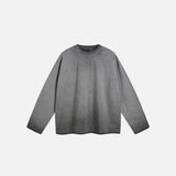 Verwaschenes, einfarbiges Langarm-T-Shirt