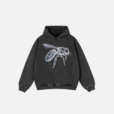 Y2K-Kapuzenpullover mit Insektenstickerei