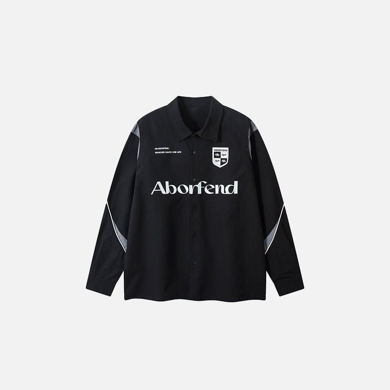 グラフィックパッチワークボタンアップTシャツ