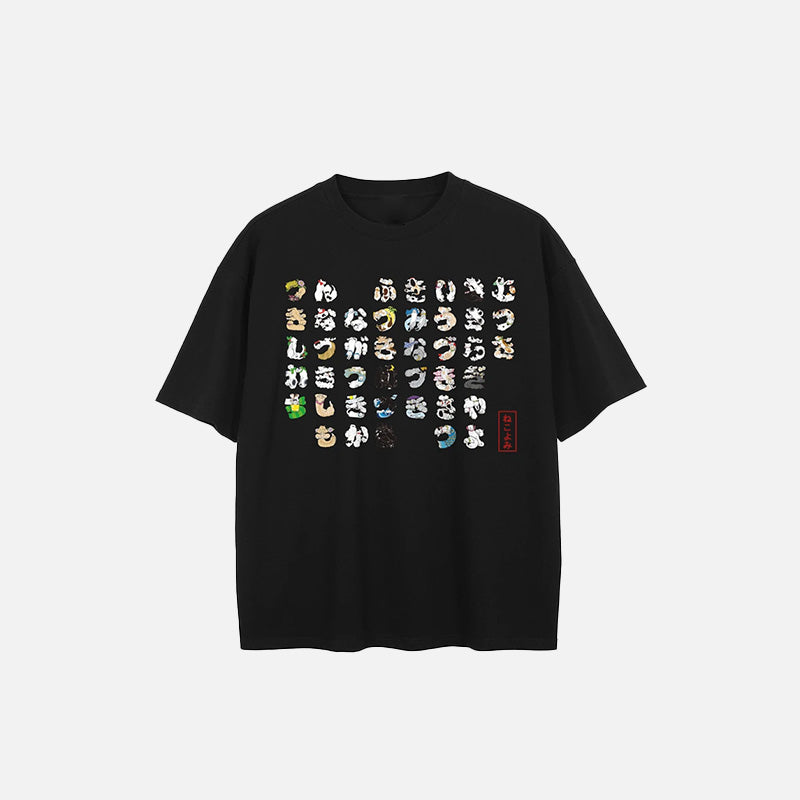 T-Shirt mit japanischem Katzenmotiv