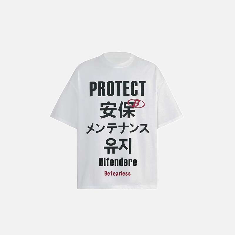 Lockeres T-Shirt mit chinesischem Aufdruck