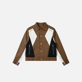 Retro Color Block PU Leather Jacket