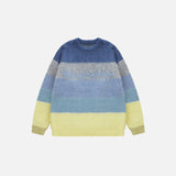Fuzzy Loose Striped Contrast Color Sweater