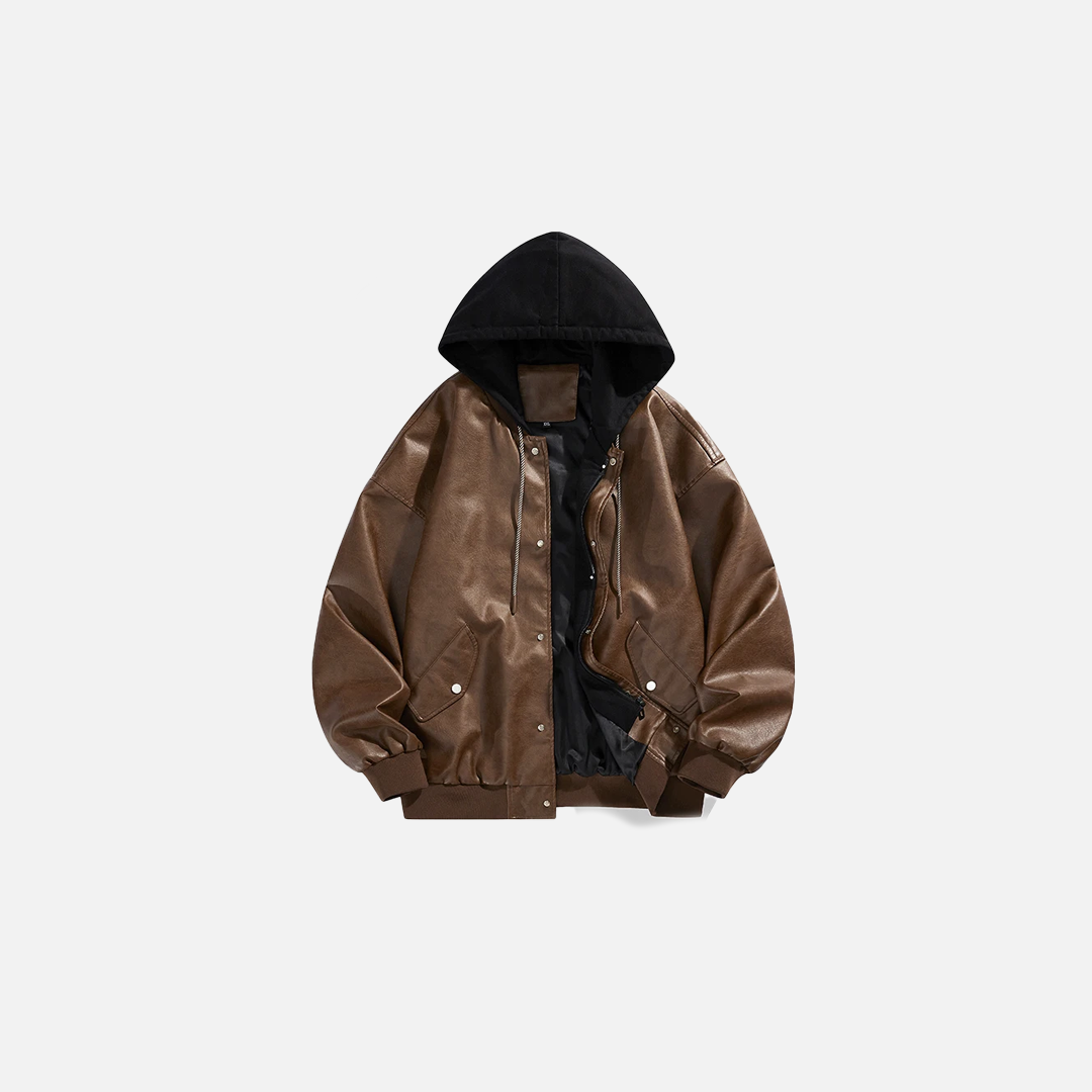 Coole Kapuzenjacke aus Kunstleder