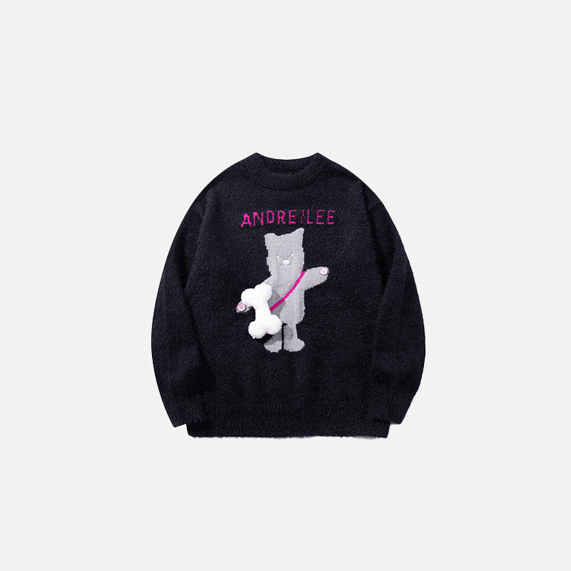 Y2K Bear Embroidered Sweater