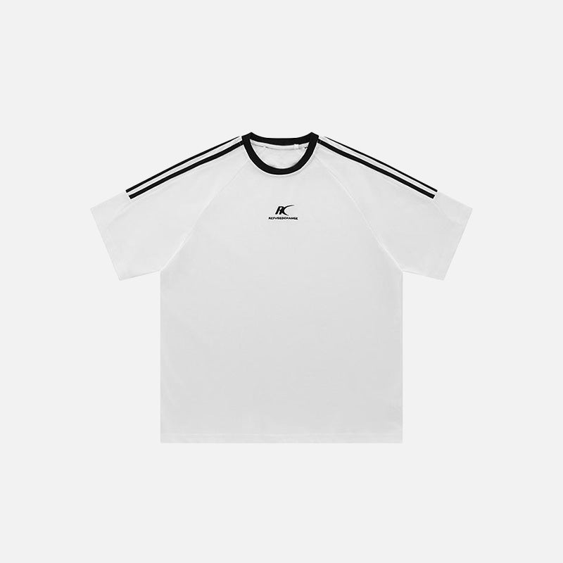 Locker geschnittenes T-Shirt mit Seitenstreifen und Stickerei