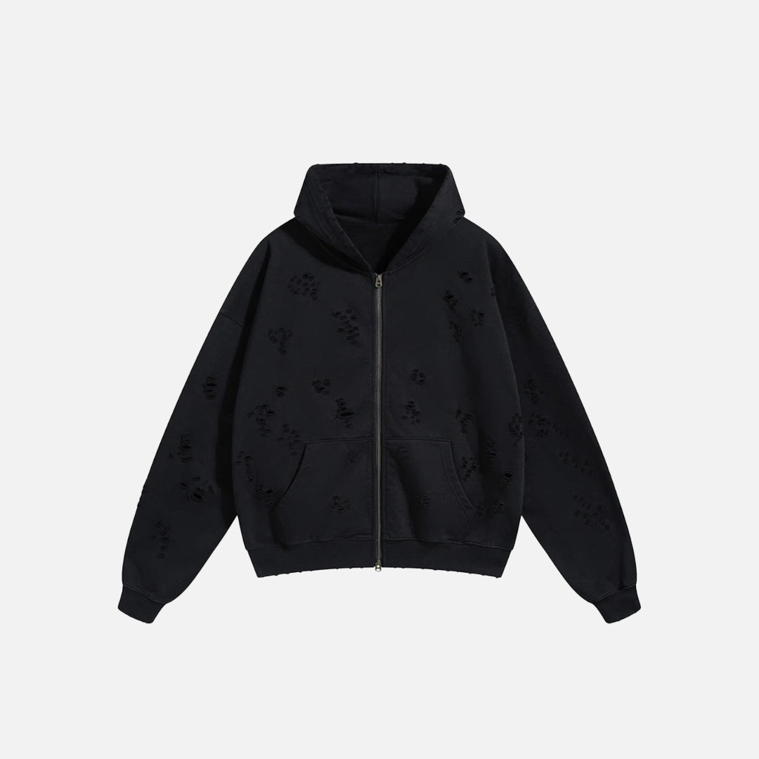 Y2K Torn Tracks Zip-up Hoodie