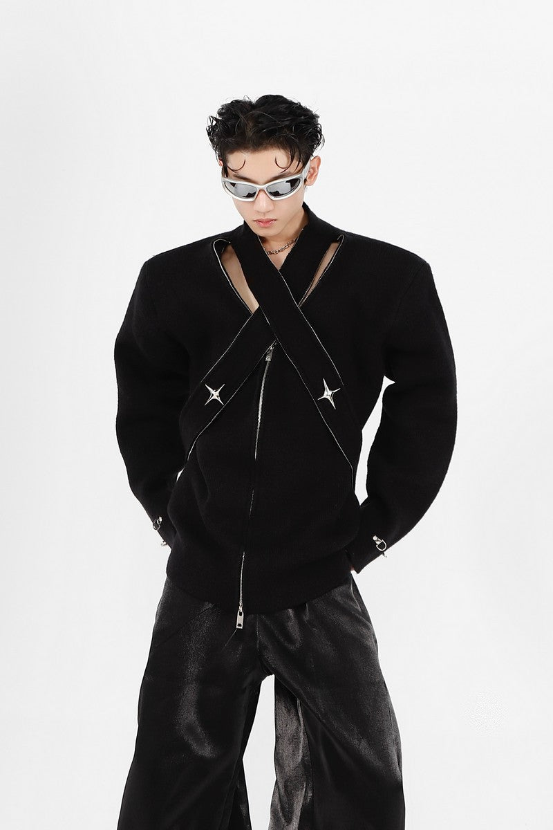 Veste zippée à l'aspect usé 