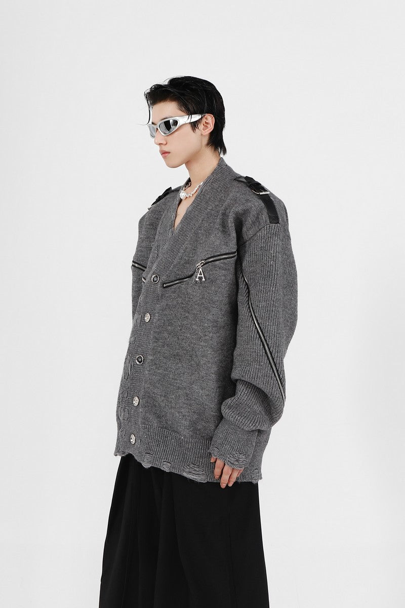 Gilet zippé à l'aspect usé 