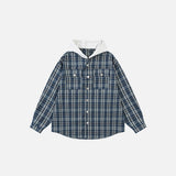 Plaid Front Pockets Hooded Jacket