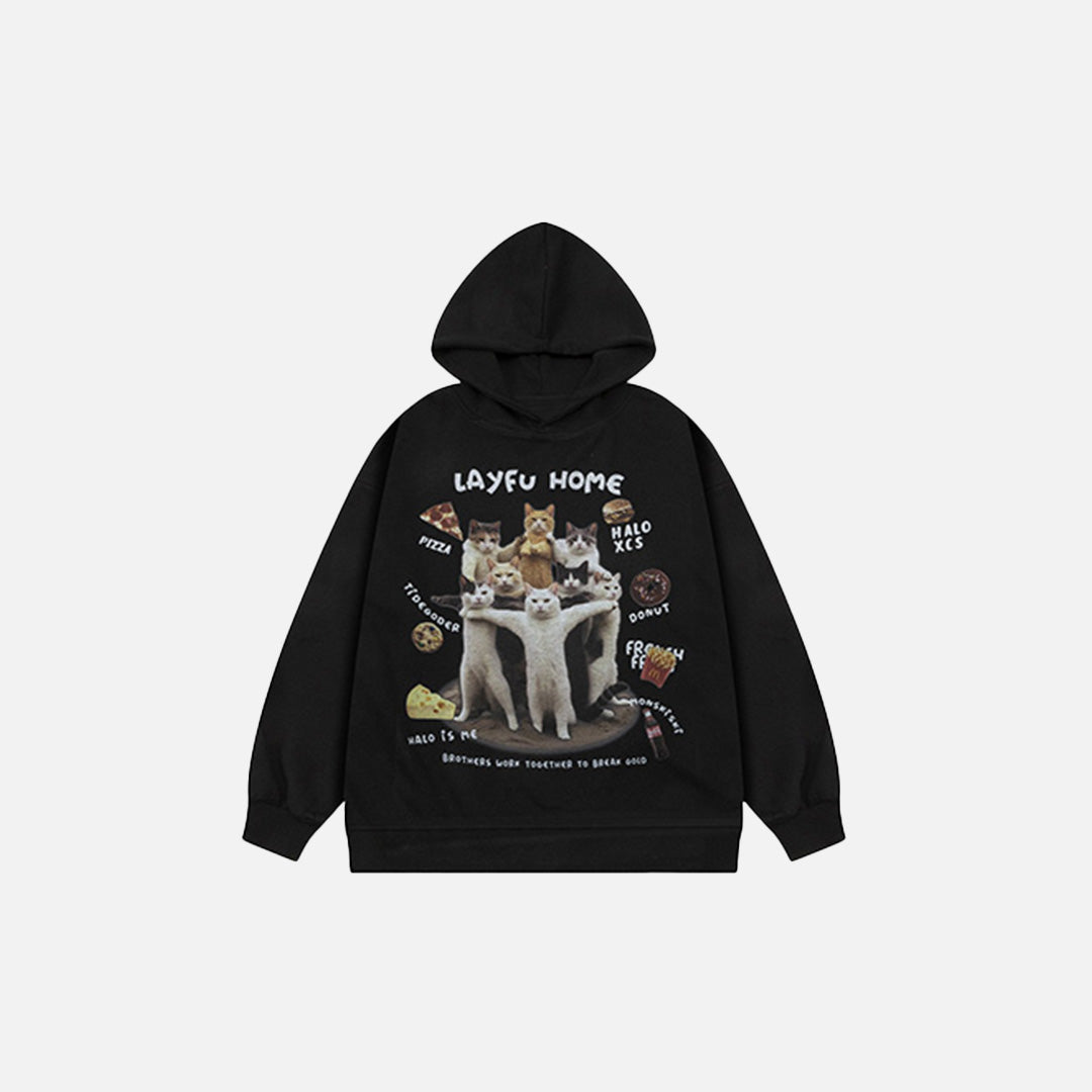Playful Cats Graphic Hoodie
