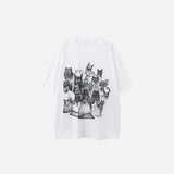 Lockeres T-Shirt mit Grafik von starrenden Katzen