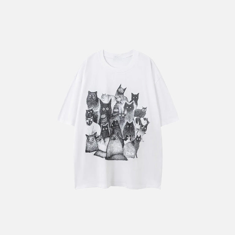Staring Cats Graphic Loose T-shirt