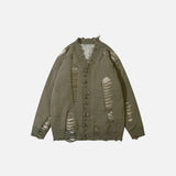 Y2K Ripped V-neck Knitted Cardigan