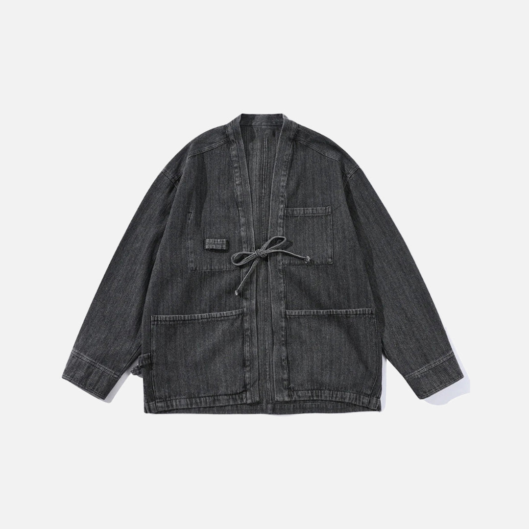 Relaxed Utility Wrap Denim Jacket