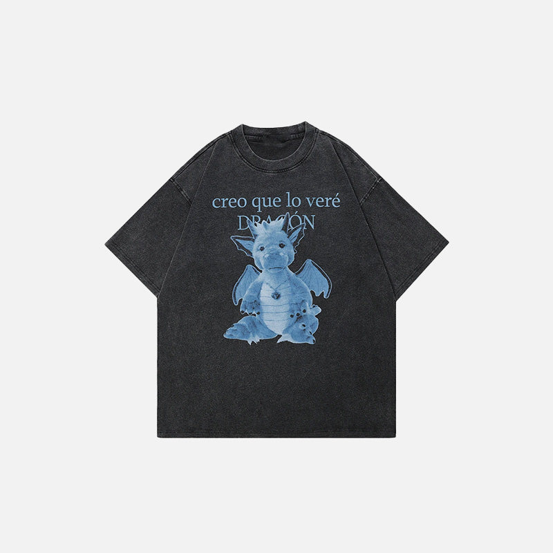 Y2k Loose Baby Dragon Grafik-T-Shirt