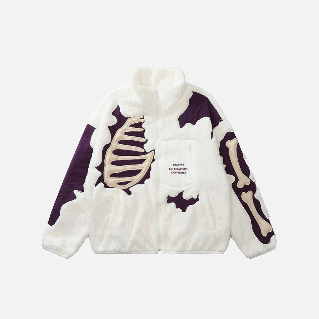 Skeleton Themed Fleece Jacket