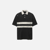 Polo rayé à blocs de couleur sale
