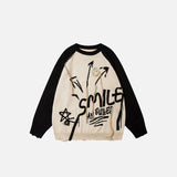 "Smile" Letter Print Loose Knitted Sweater