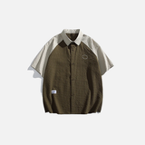 Patchwork High Street Oversize Casual Kurzarmhemd