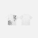T-Shirt mit gewaschenem Blumen- und Totenkopfmotiv