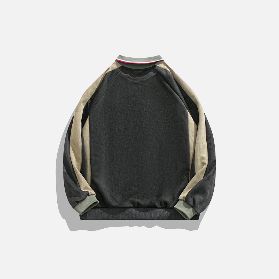 Vintage American College Style Suede Sweatshirt