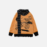 Cozy Striped with Scarf Knitwear Sweater