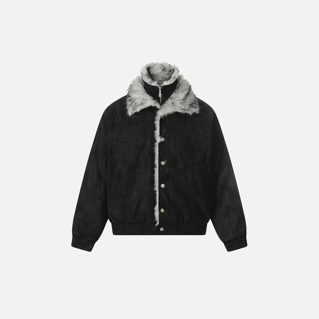 Vestes parkas d'hiver vintage streetwear en fourrure épaisse