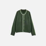 Stylish Contrasting Color Trim Knit Cardigan