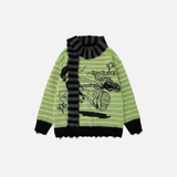 Cozy Striped with Scarf Knitwear Sweater