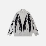 Y2K Breathable Stylish Floral Zip-Up Knit Cardigan