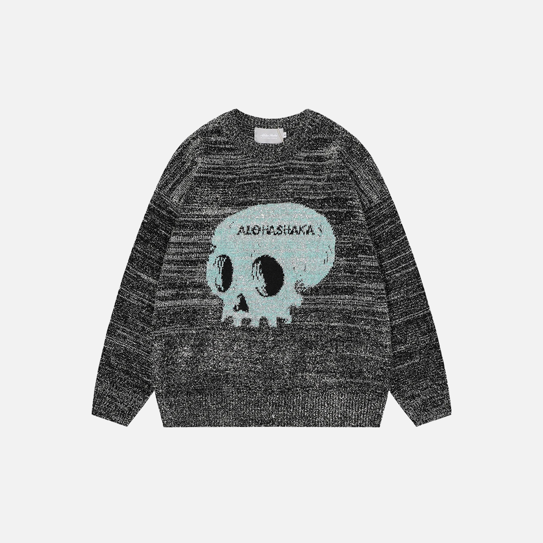 Pull oversize à motif de crânes Y2K