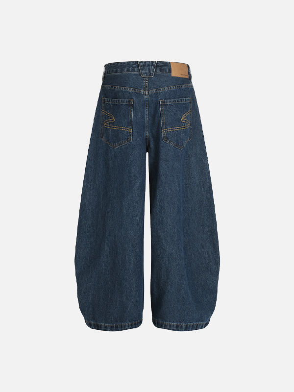 Atmungsaktive Streetwear-Jeans mit weitem Bein und hohem Bund