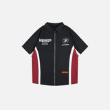 Chemise sportive rétro à patchwork brodé et fermeture éclair intégrale