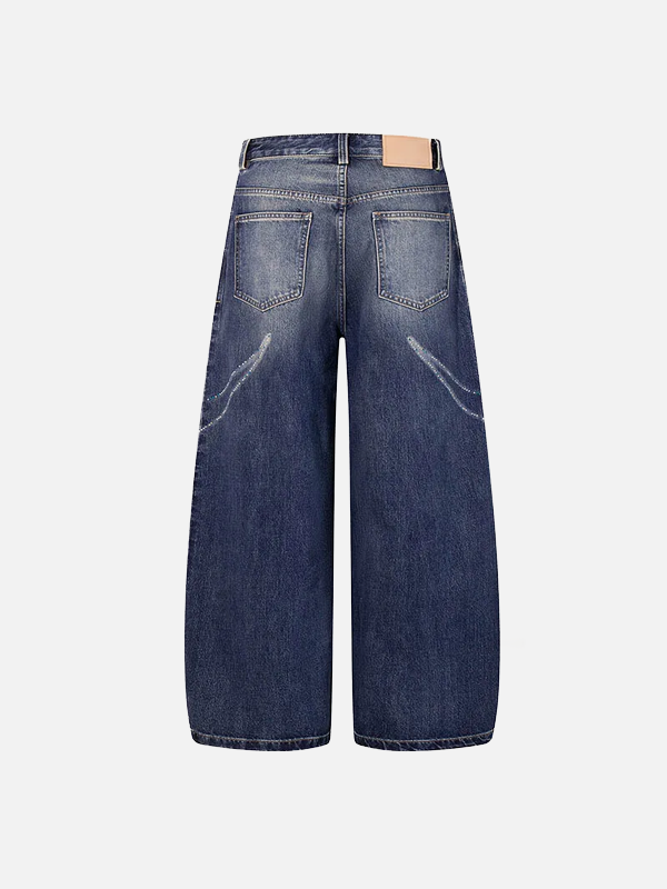 Urban Vintage Drill Printed Wide Leg Denim Jeans