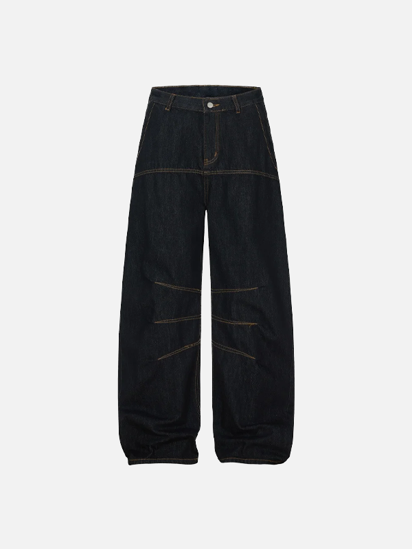 Streetwear Spliced Wide Leg Baggy Denim Jeans
