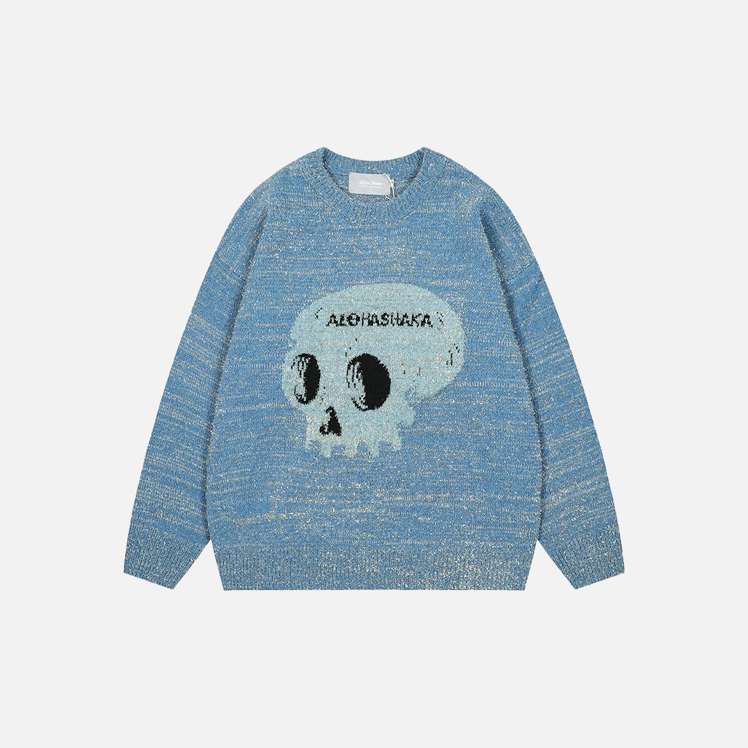 Pull oversize à motif de crânes Y2K