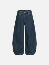 Atmungsaktive Streetwear-Jeans mit weitem Bein und hohem Bund