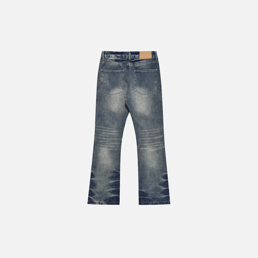Vintage-Jeans aus blauem Denim im Used-Look mit Schlag