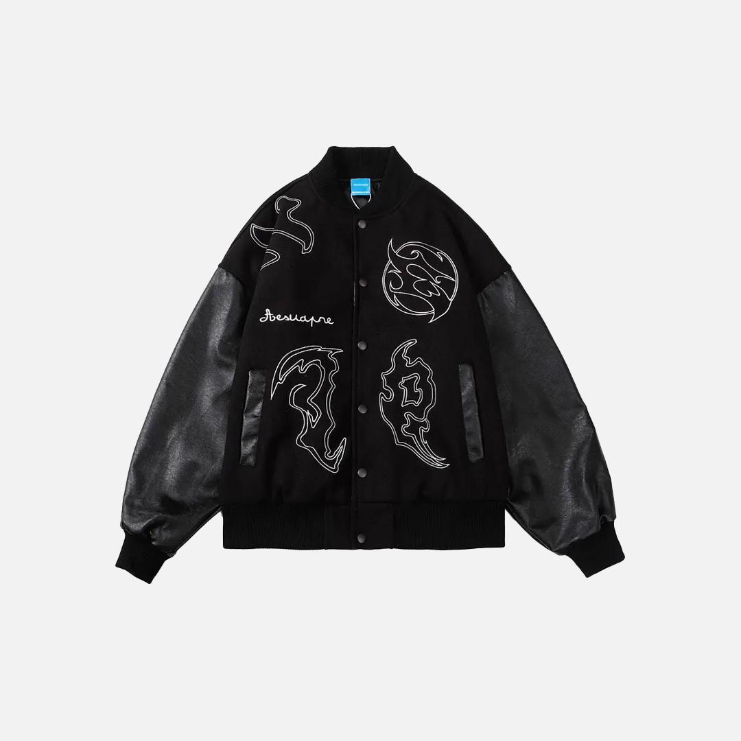 Y2K Versatile Patchwork Hip Hop Varsity Leather Jacket