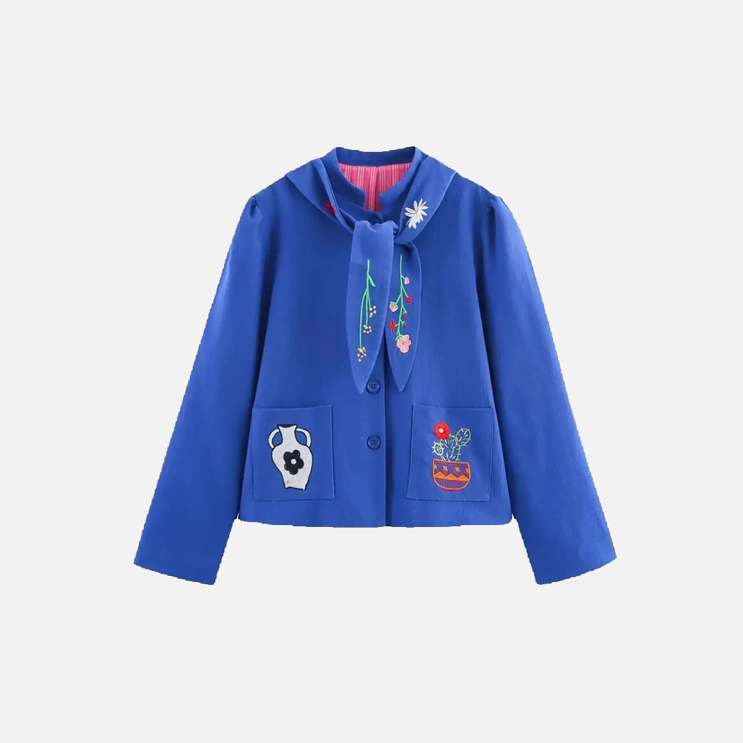 Embroidered Art Patch Casual Jacket