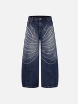 Urban Vintage Drill Printed Wide Leg Denim Jeans