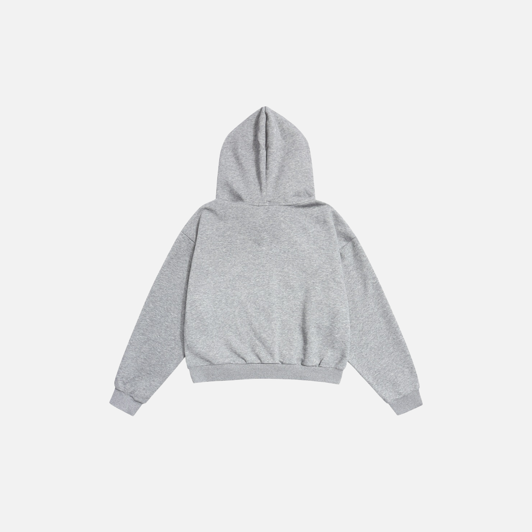 Heart Shaped Zipper Faux Furr Hooded Sweatshirt