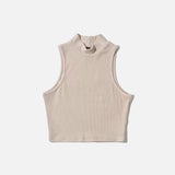 Ärmelloses Crop-Top mit hohem Kragen